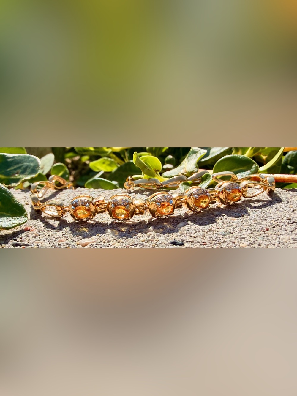 18K Gold Over Sterling Silver Orange AA Sapphire & Diamond Bracelet 7.25β - Picture 12 of 12